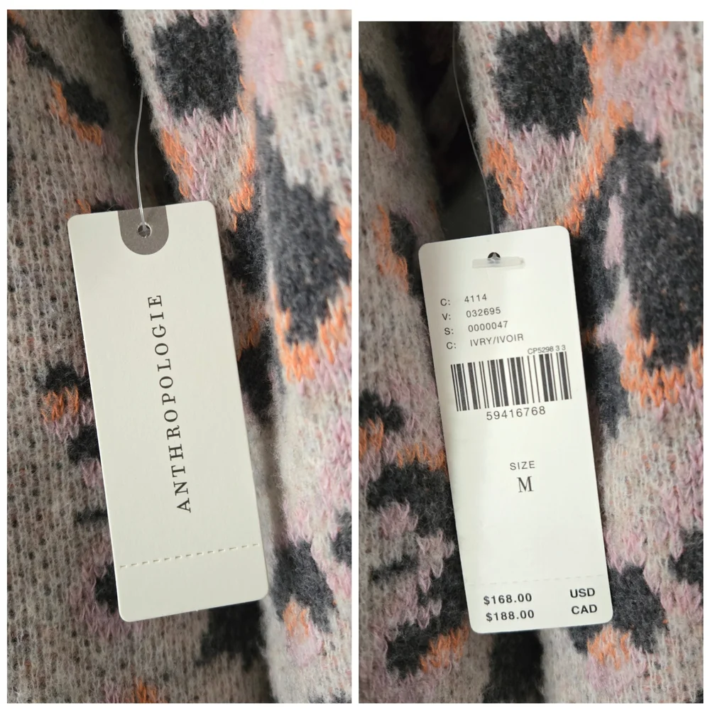 NWT Anthropologie Women's Leopard Print Sweater Size Medium - Picture 5 of 12